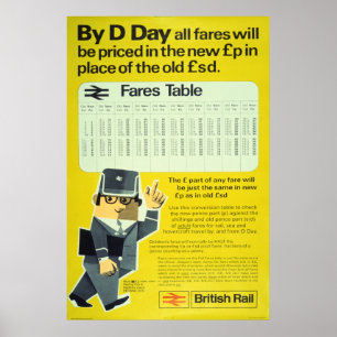 Brittisk stångD-Dag - biljettprisbord Poster