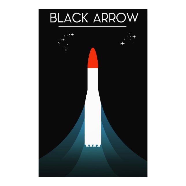 Brittisk svart pil Rocket Space Art Fototryck (Framsidan)