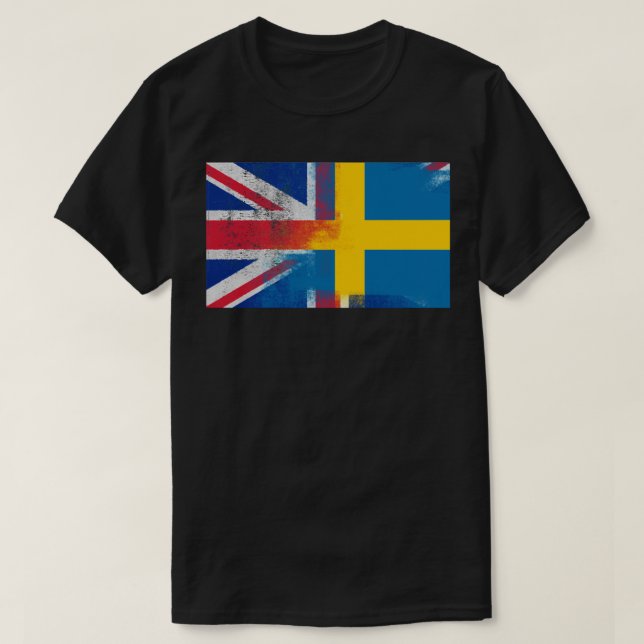 Brittisk svensk halv Sverige halv Förenade kungari T Shirt (Design framsida)
