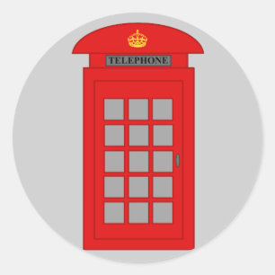 Brittisk telefonbox runt klistermärke