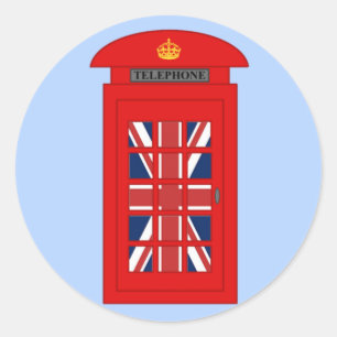Brittisk telefonbox runt klistermärke