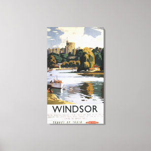 Brittisk Thames för järnvägWindsor slott affisc Canvastryck