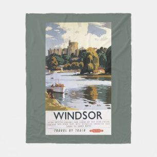 Brittisk Thames för järnvägWindsor slott affisc Fleecefilt
