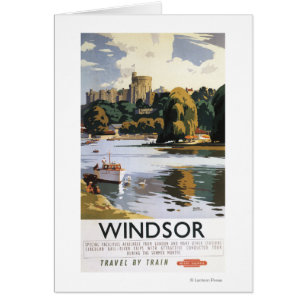 Brittisk Thames för järnvägWindsor slott affisc Hälsningskort