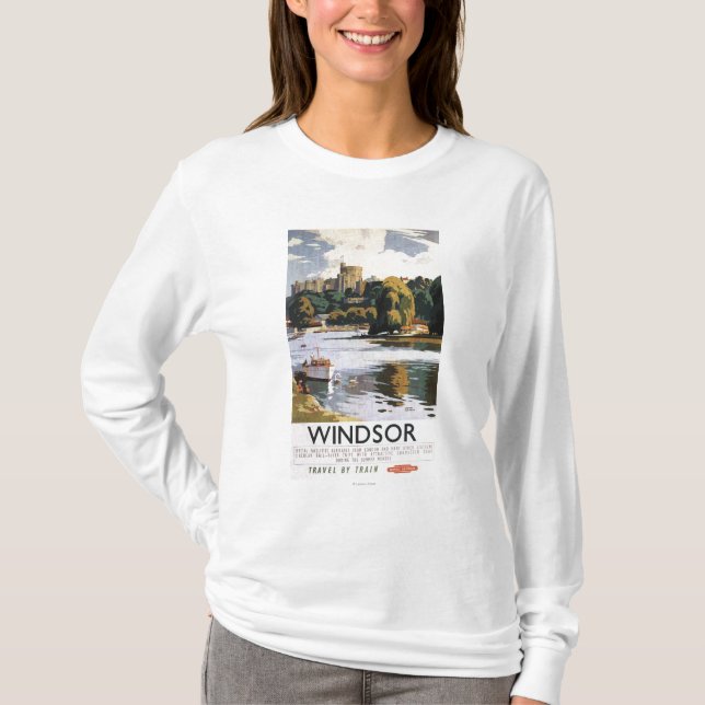 Brittisk Thames för järnvägWindsor slott affisch T Shirt (Framsida)