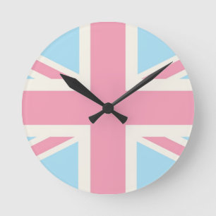 Brittisk (UK) flagga för rosa älskvärd jack fö Rund Klocka