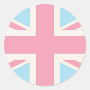 Brittisk (UK) flagga för rosa älskvärd jack för Runt Klistermärke