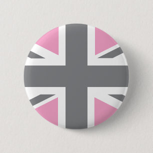 Brittisk (UK) flagga för rosa jack för grå fär Knapp