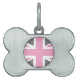 Brittisk (UK) flagga för rosa jack för grå fär Namnbricka Husdjur