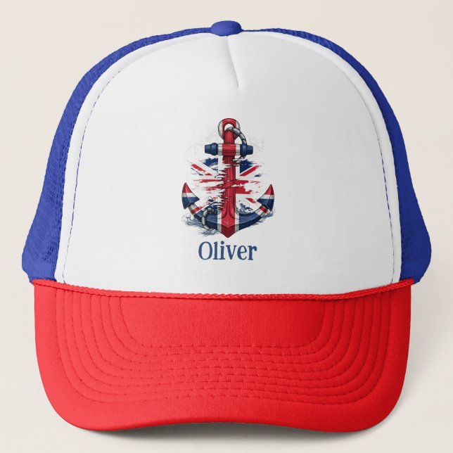 Brittisk Union Jack-ankare med vågor - nautisk  Keps (Framsida)