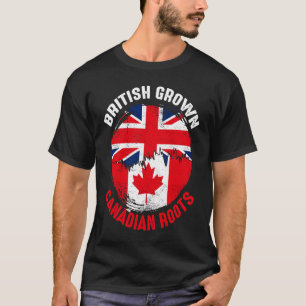 Brittisk Uppvuxen Kanadensiska Rötter Vintageflagg T Shirt