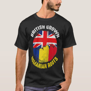 Brittisk Uppvuxen Rumänska Rötter Vintage Flaggor T Shirt