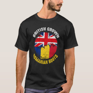 Brittisk Uppvuxen Rumänska Rötter Vintage Flaggor T Shirt