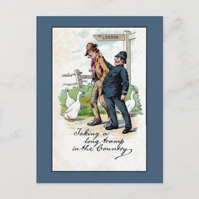 Brittisk vintage-polis humor vykort (Framsida)