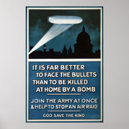 Brittisk WWI-propagandaposters Zeppelin-varningsko Poster