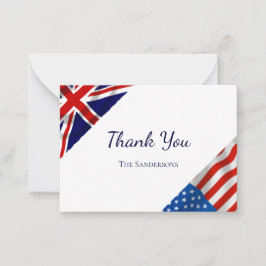 Brittiska amerikanska Flaggor Bröllop Tack Anteckningskort