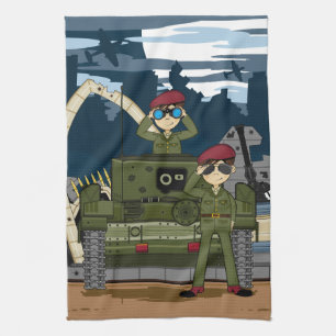 Brittiska armésoldater och tankplatshandduk kökshandduk