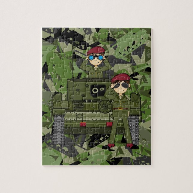 Brittiska armésoldater och tankpussel pussel (Vertikal)