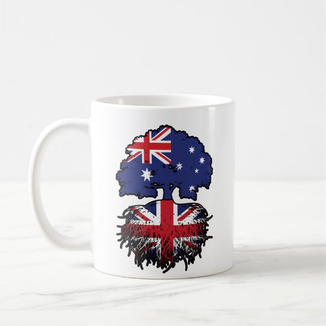Brittiska australiska Australien Träd Roots Flagga Kaffemugg (Vänster)