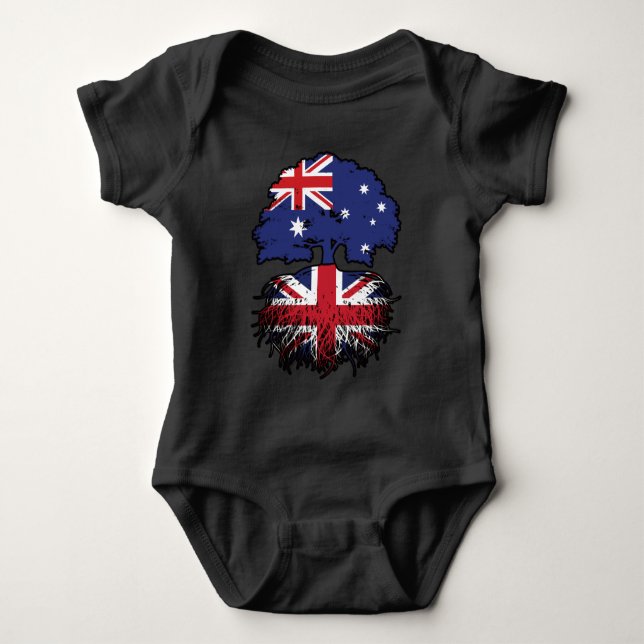 Brittiska australiska Australien Träd Roots Flagga T Shirt (Framsida)