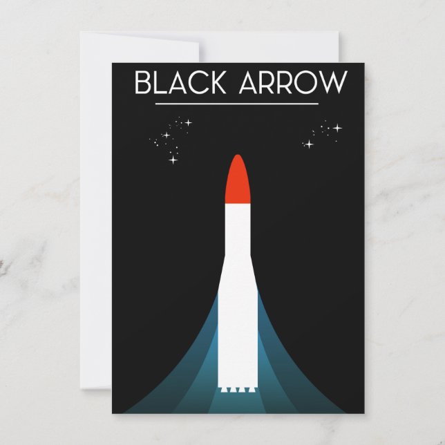 Brittiska Black Arrow Rocket Rymdkonst Inbjudningar (Baksida)