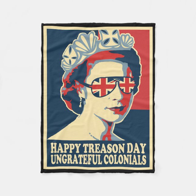 Brittiska Coloni, Retro Lycklig, dag 4 juli Fleecefilt (Framsidan)