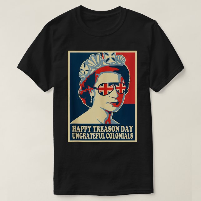 Brittiska Coloni, Retro Lycklig, dag 4 juli T Shirt (Design framsida)