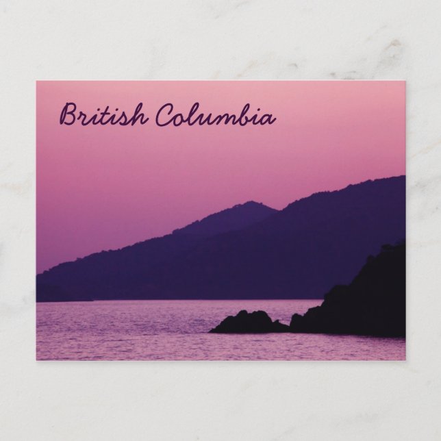 Brittiska Columbia lila berg solnedgång vykort (Framsida)