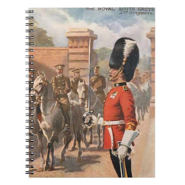 Brittiska Dragoner Royal Scots Greys vykort Anteckningsbok (Framsidan)