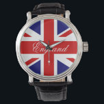Brittiska flagga handklocka armbandsur<br><div class="desc">Brittiska flagga handklocka | Unionens utskrift av Jack-klocka. Anpassningsbar med din egen anpassningsbar eller namn. Den billigaste presentidén för Storbritanniens nationella evenemang och royalets evenemang. Engelska flagga, färg; rödvit och blå.</div>