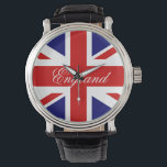Brittiska flagga handklocka armbandsur<br><div class="desc">Brittiska flagga handklocka | Unionens utskrift av Jack-klocka. Anpassningsbar med din egen anpassningsbar eller namn. Den billigaste presentidén för Storbritanniens nationella evenemang och royalets evenemang. Engelska flagga,  färg; rödvit och blå.</div>