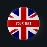 Brittiska flagga-knappar | Personlig Union Jack Knapp<br><div class="desc">Brittiska flagga-knappar | Personlig Union Jack. Den billigaste presentidén för nationella evenemang och evenemang i royalet party. Engelskt rödvitt och blått färg. Anpassningsbar text.</div>