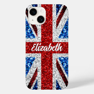 Brittiska flagga Red blue white sparkles glitter D