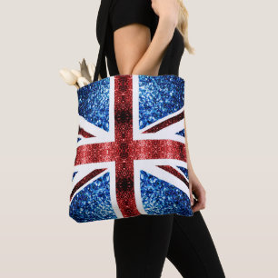 Brittiska flagga - röda och blå gnistor glitter tygkasse
