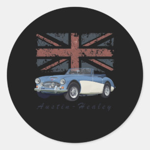 Brittiska idrottskassan Austin-Healey med EU-Flagg Runt Klistermärke