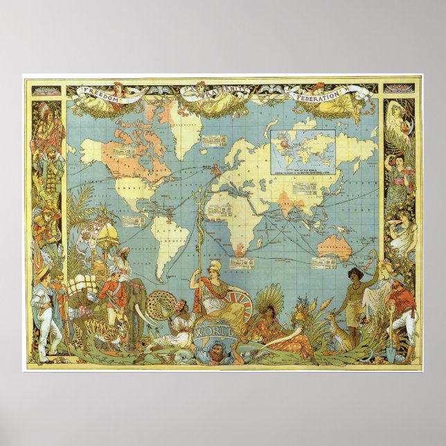 Brittiska imperiets karta poster (Framsidan)