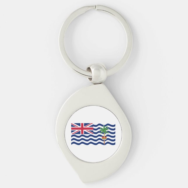 Brittiska Indiska Oceanterritoriets flagga Swirl Silverfärgad Nyckelring (Framsidan)
