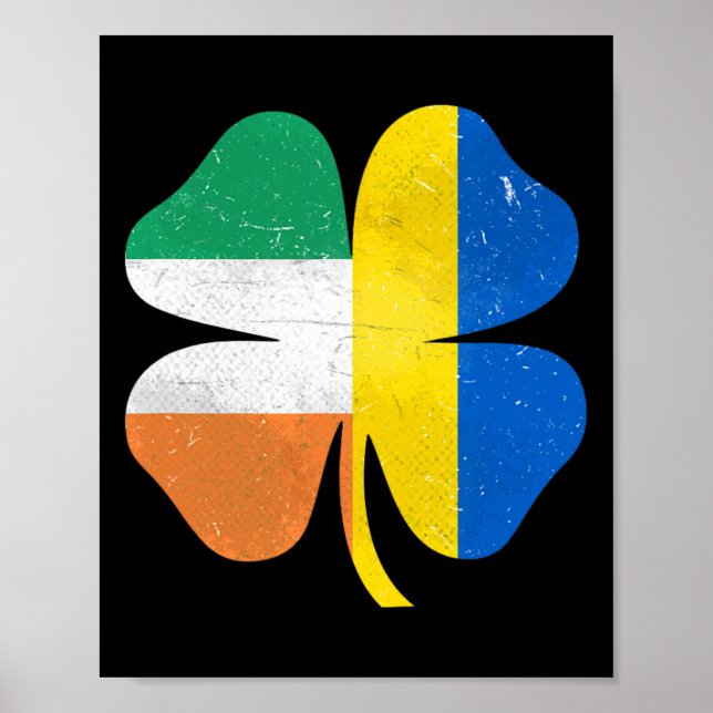 Brittiska Irländska Shamrock Ukraina Irland St. Pa Poster (Framsidan)