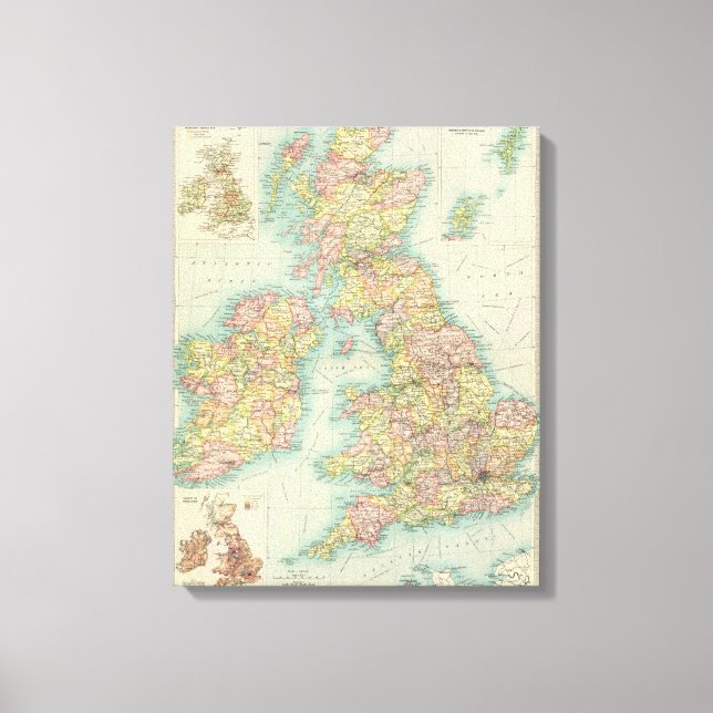 Brittiska Isles politiska karta Canvastryck (Framsida)