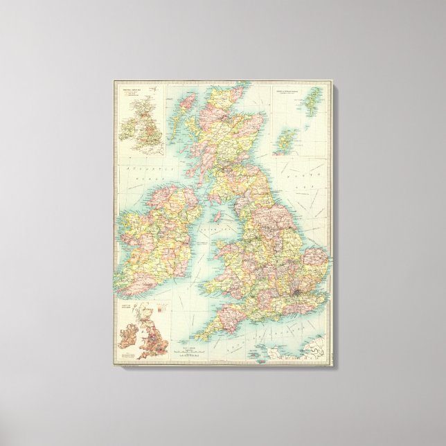 Brittiska Isles politiska karta Canvastryck (Framsida)