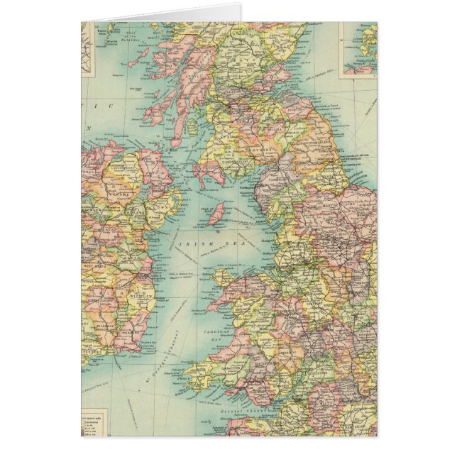 Brittiska Isles politiska karta Hälsningskort (Framsidan)