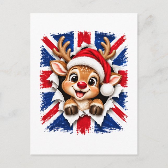 Brittiska julrenar inbjudan vykort (Framsida)