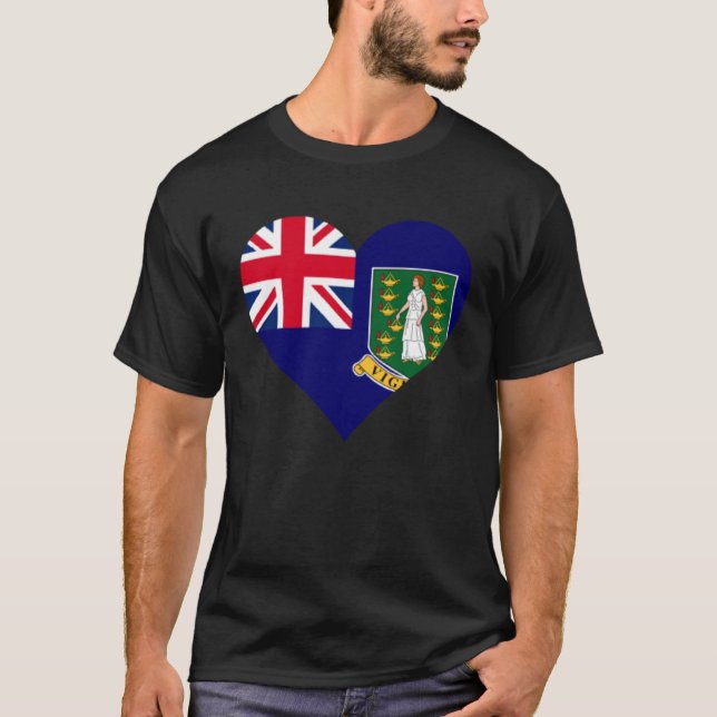 Brittiska Jungfruöarna Flagga Heart Kärlek Pullove T Shirt (Framsida)