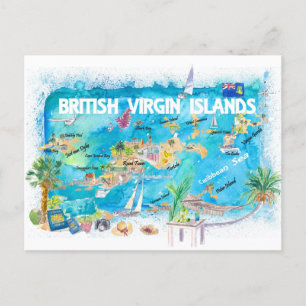 Brittiska Jungfruöarna Illustrated Travel Karta Vykort