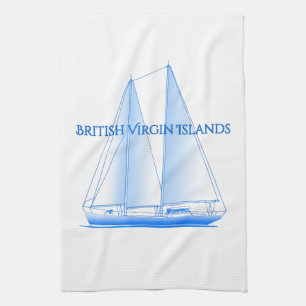 Brittiska Jungfruöarna Kustnära Nautisk Sailing Sa Kökshandduk