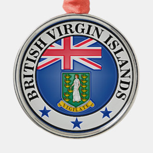 Brittiska Jungfruöarna, rund Emblem Julgransprydnad Metall