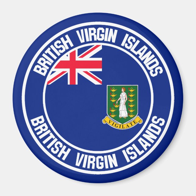 Brittiska Jungfruöarna, rund Emblem Magnet (Framsidan)