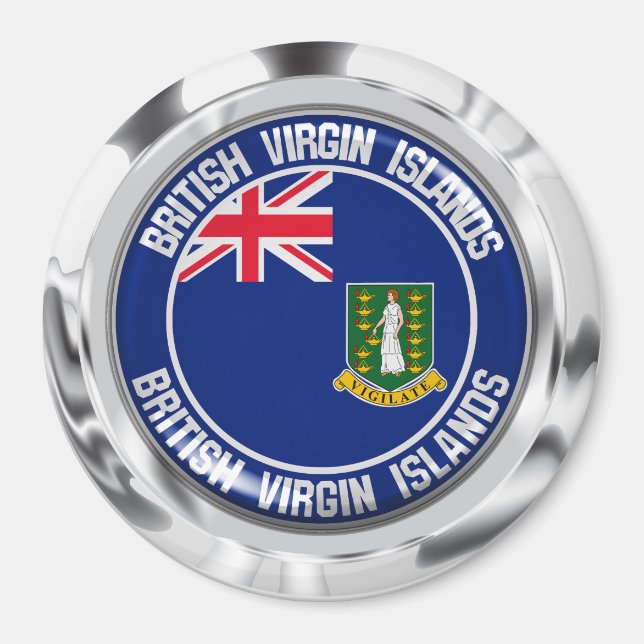 Brittiska Jungfruöarna, rund Emblem Magnet (Framsidan)