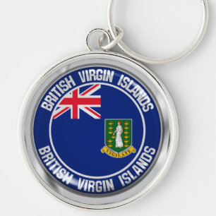 Brittiska Jungfruöarna, rund Emblem Silverfärgad Nyckelring