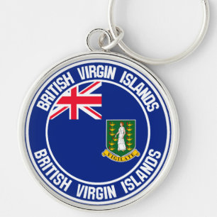 Brittiska Jungfruöarna, rund Emblem Silverfärgad Nyckelring